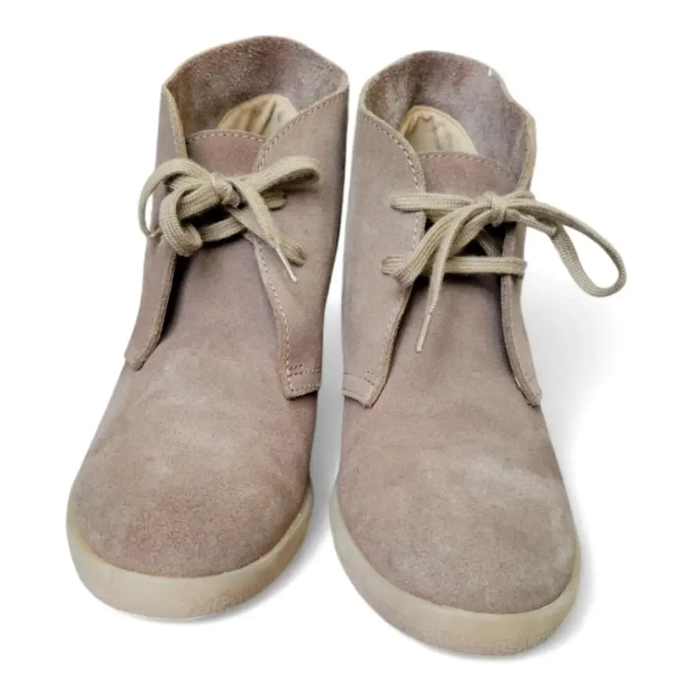 J.Crew Factory MacAlister Wedge Boots Suede Size 10 Taupe Tan-Gray